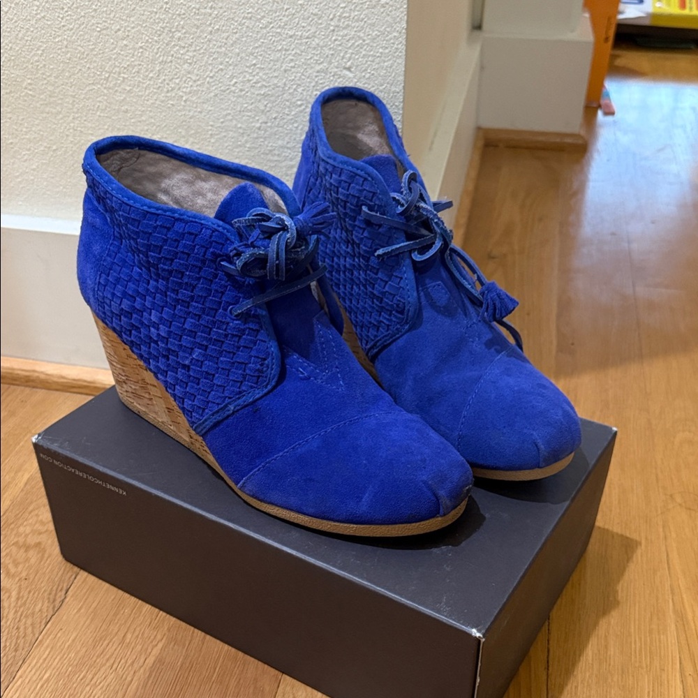 Toms Royal Blue Suede Wedge Shoes